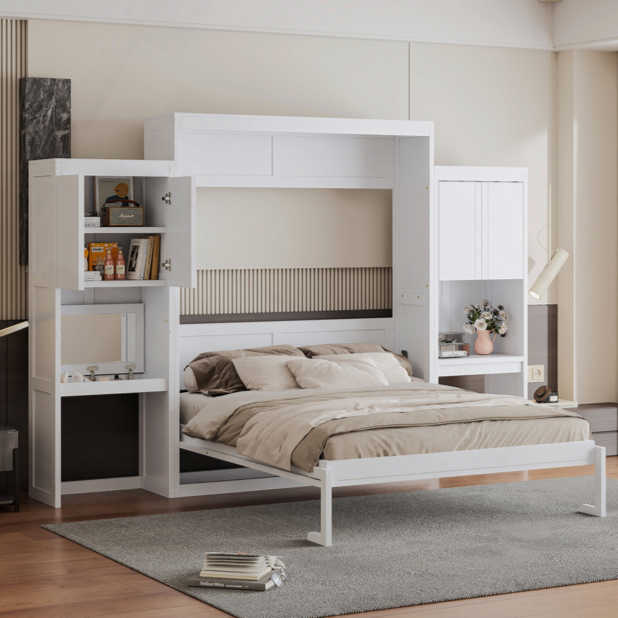 Red Barrel Studio Murphy Bed With Desk, Vanity And Cabinets - Wayfair ...