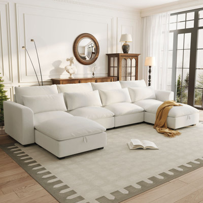 Canapé d'angle modulaire en U avec 2 repose-pieds