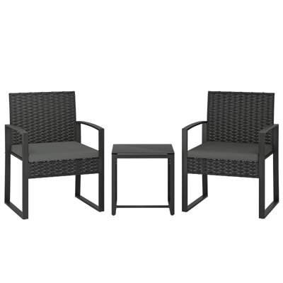 Wicker and Steel Patio Dining Set Table,