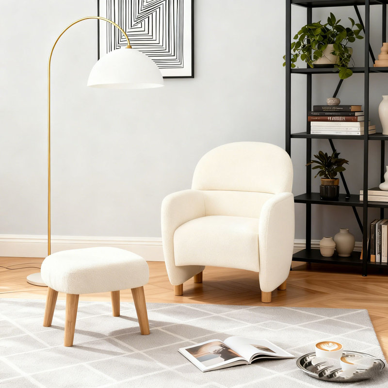 Chaise de loisir rembourrée avec repose-pieds, Blanc