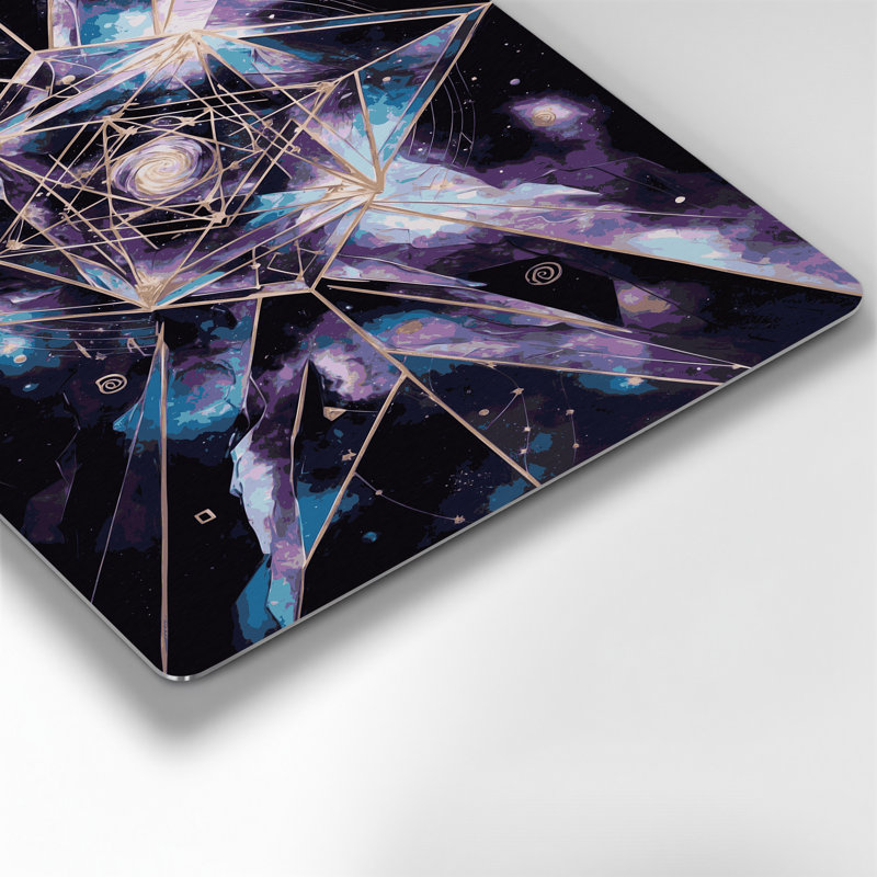 Espace, galaxie géométrique, art mural en métal mauve