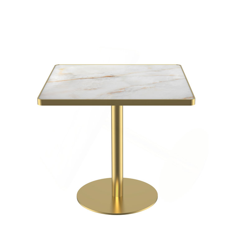 Square Modern Dinning Table 31.5 Inches Bistro Table Tulip Table With Faux Marble Top,Easy Assemble,Sturdy Metal Frame Diameter