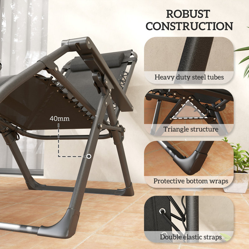 90cm Long Zero Gravity with Cushions, Grey