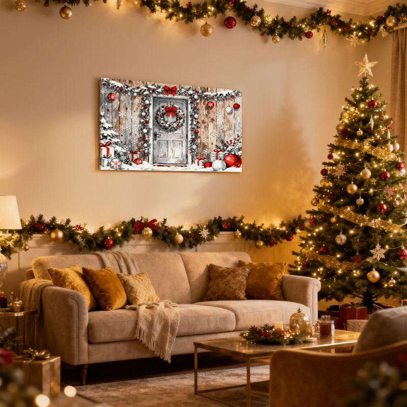 Ensemble de 3 impressions sur toile, flocons de neige et ornements de Noël, H 20 po x l 30 po