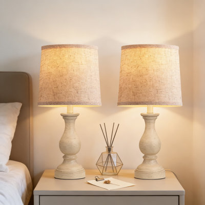 Ensemble de 2 lampes de table avec abat-jour en lin Seealle Farmhouse