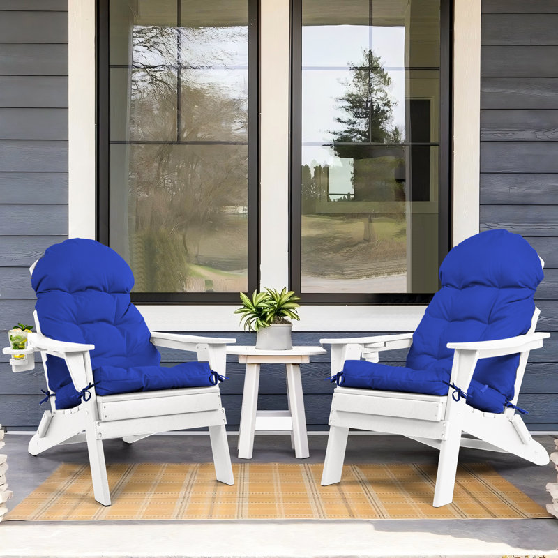 Coussin de siège et de dossier Adirondack pour l'extérieur, 4 pièces, Bleu, Ensemble de 2, polyester