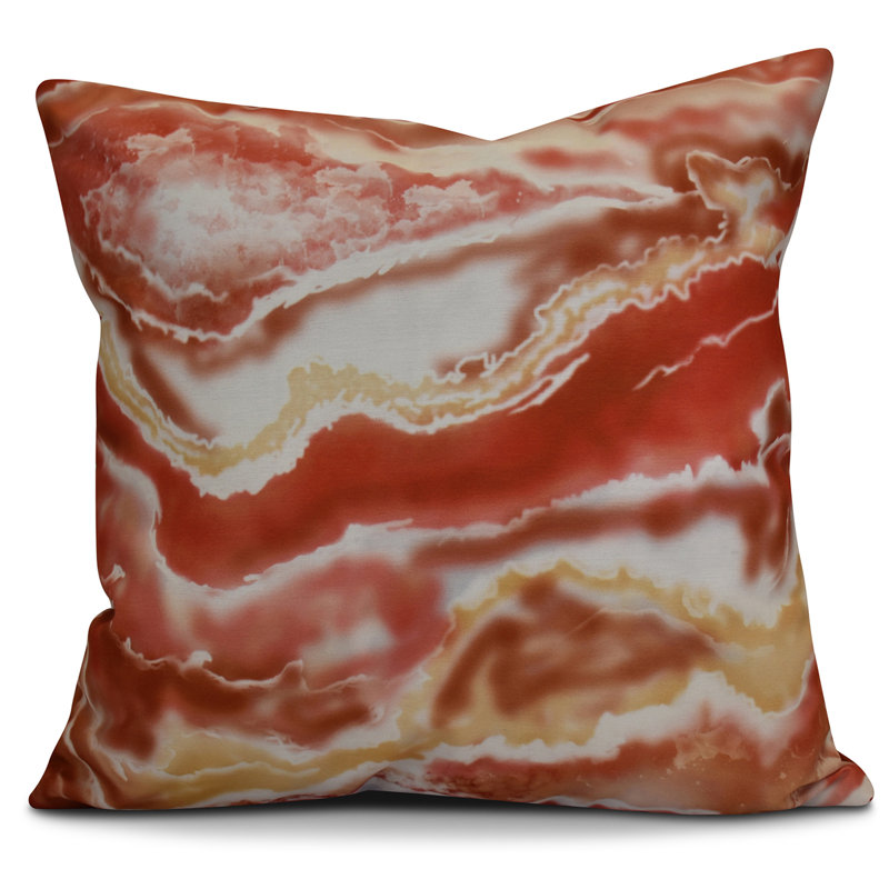HH Revival Abstract Reversible Throw Pillow, 18"x18", Orange