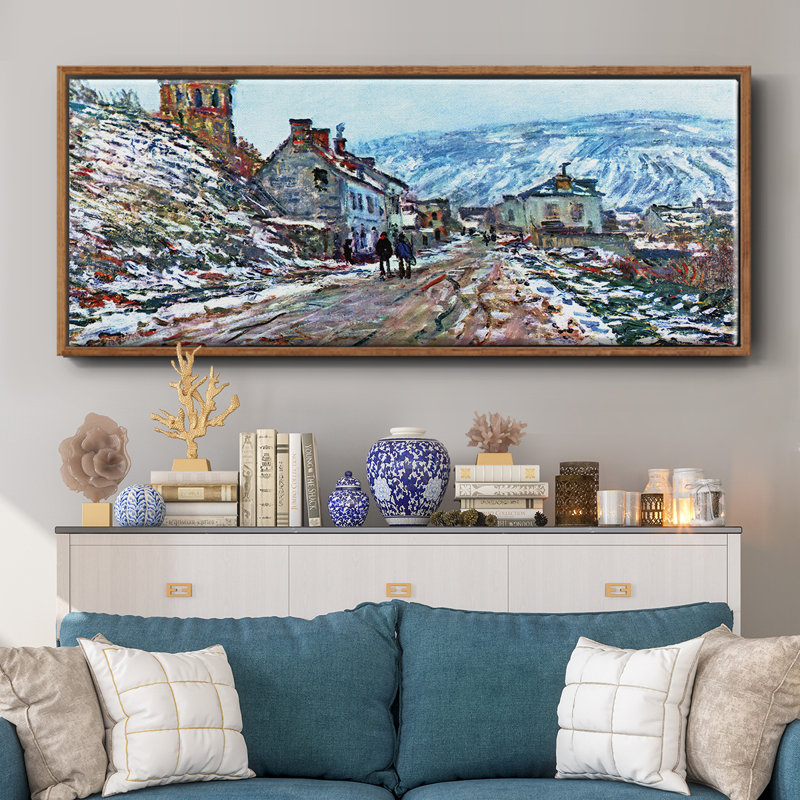 Road to Vetheuil in Winter - Toile encadrée, H 20 po x l 50 po