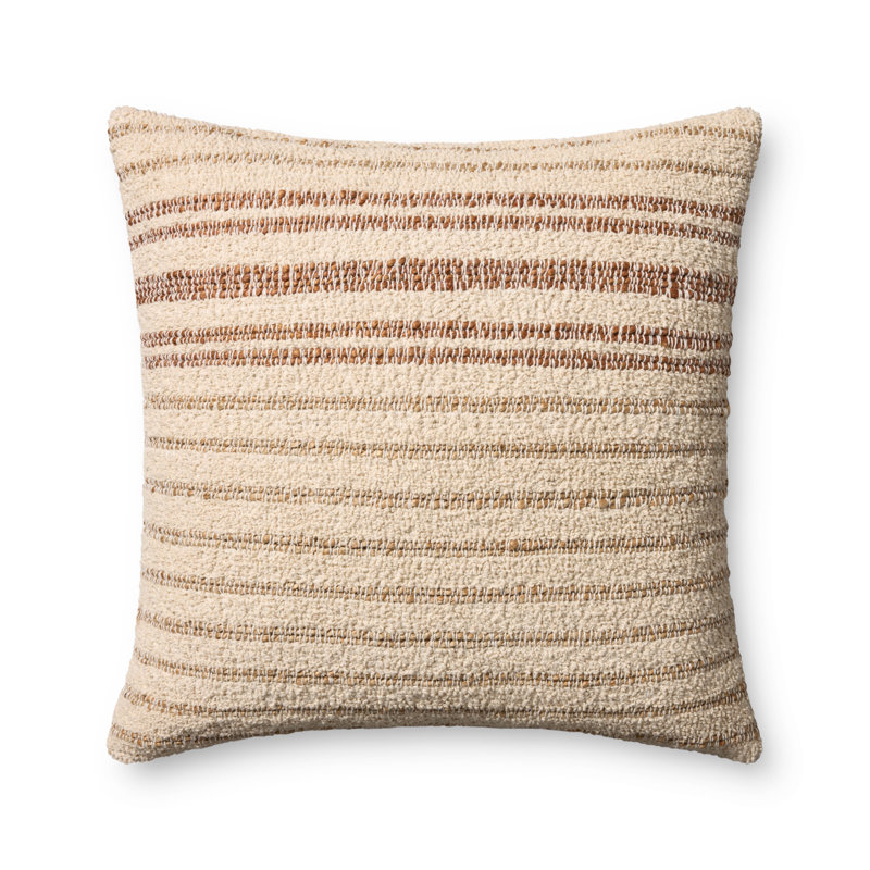 Amber Lewis x Loloi Atley Decorative Pillow, Pillow Cover Only - No Insert, Natural/Amber