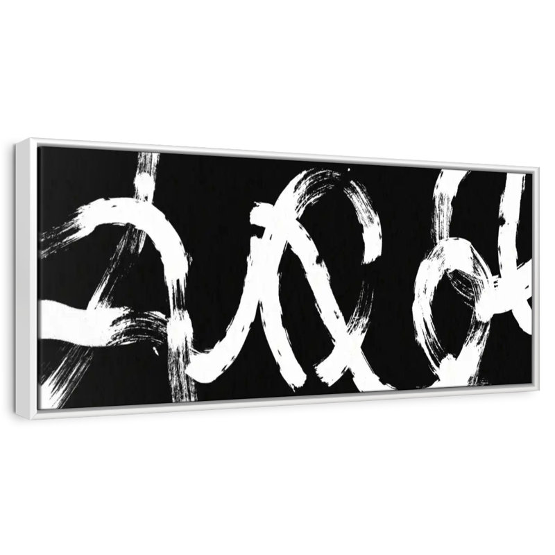 Coups abstraits BW, 31" X 11", Floating Frame White