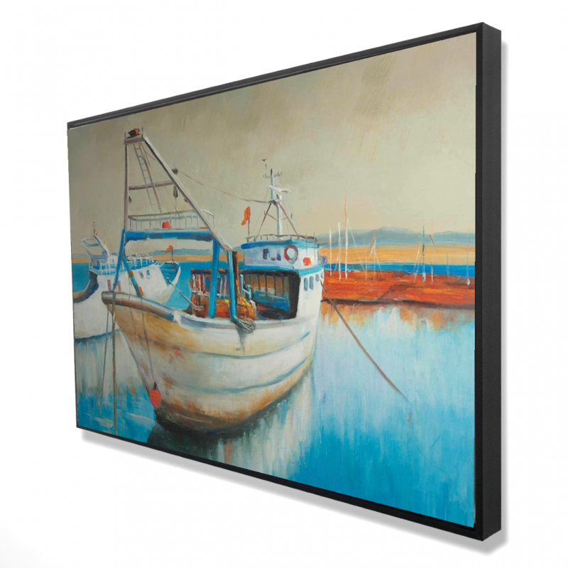 Bateau de pêche - Décor de toile contemporain encadré