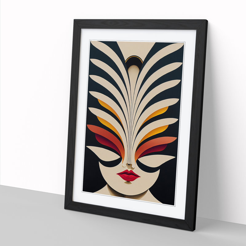 FRM-V0523-63X An Woman - Single Picture Frame Print, 64cm H x 46cm W x 2cm D, Black Framed