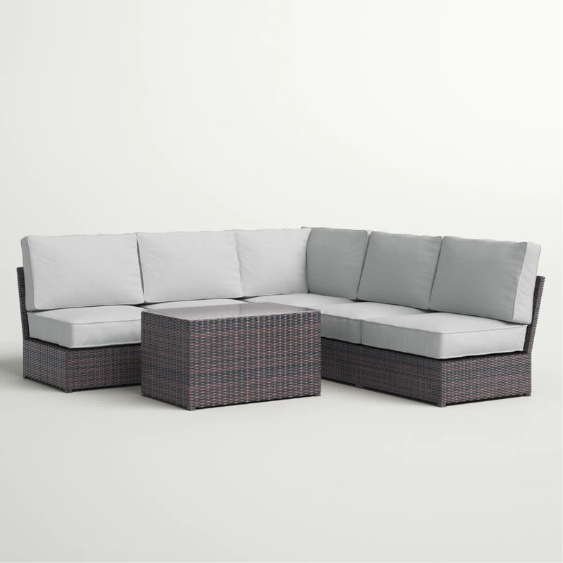 Ensemble de conversation avec coussins pour 4 personnes - entièrement assemblé, aucun assemblage requis, Espresso, Gris clair