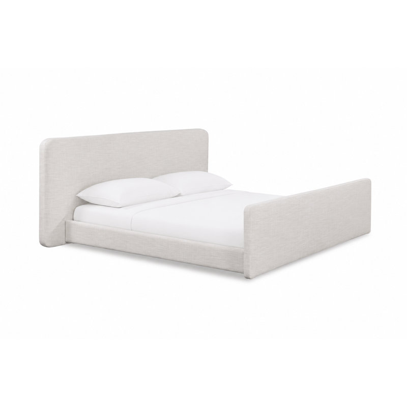 Dalina Upholstered King Bed White Linen Black, White Linen, King