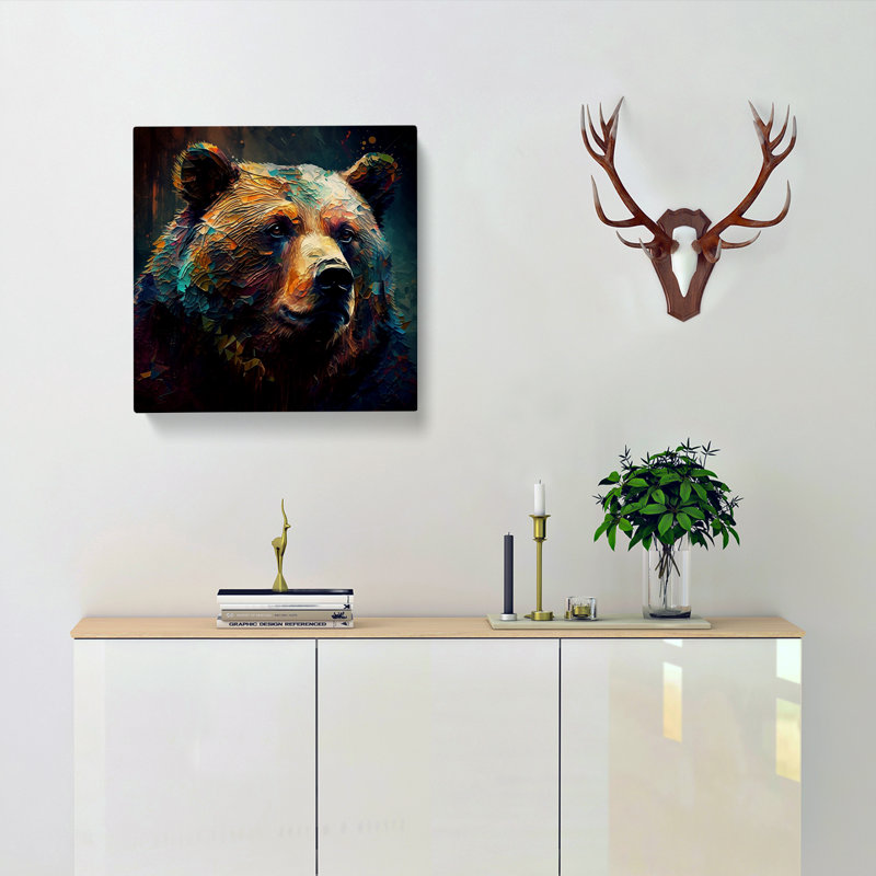 Bear Abstract Expressionism - Wrapped Canvas, 50cm H x 50cm W x 3cm D