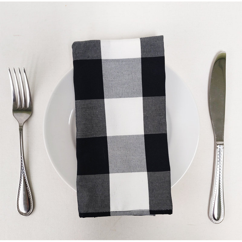 Kerstine Polyester Checkered Rectangle Napkin, Black