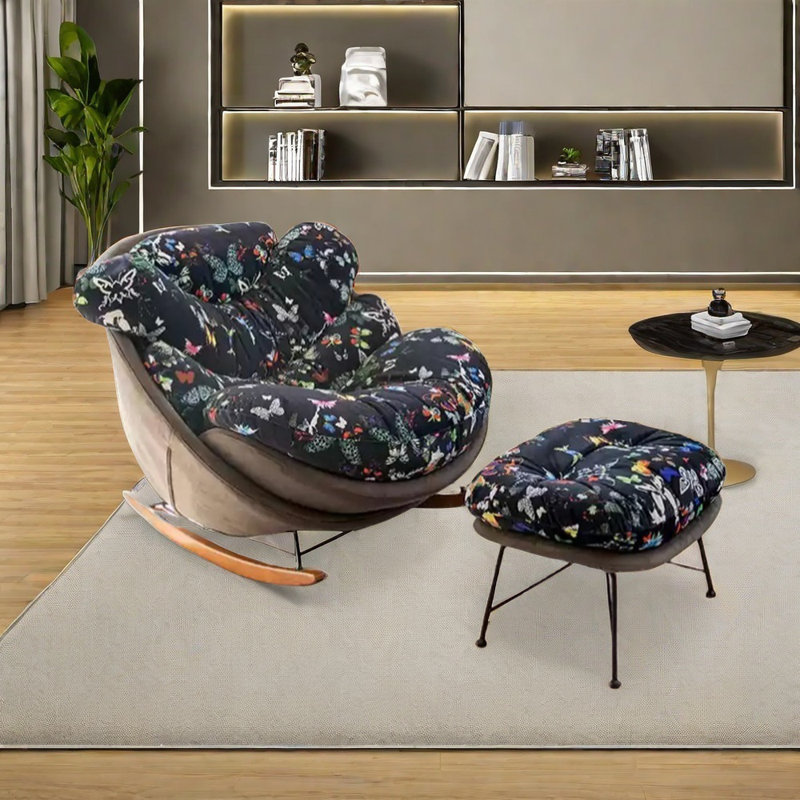Chaise berçante confortable et élégante, Noir, noir, noir, noir