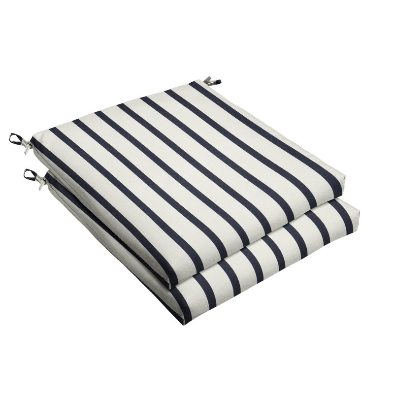 Sunbrella Outdoor Stripe Chair Cushion, 19' W x 19" D, Lido Indigo Striped