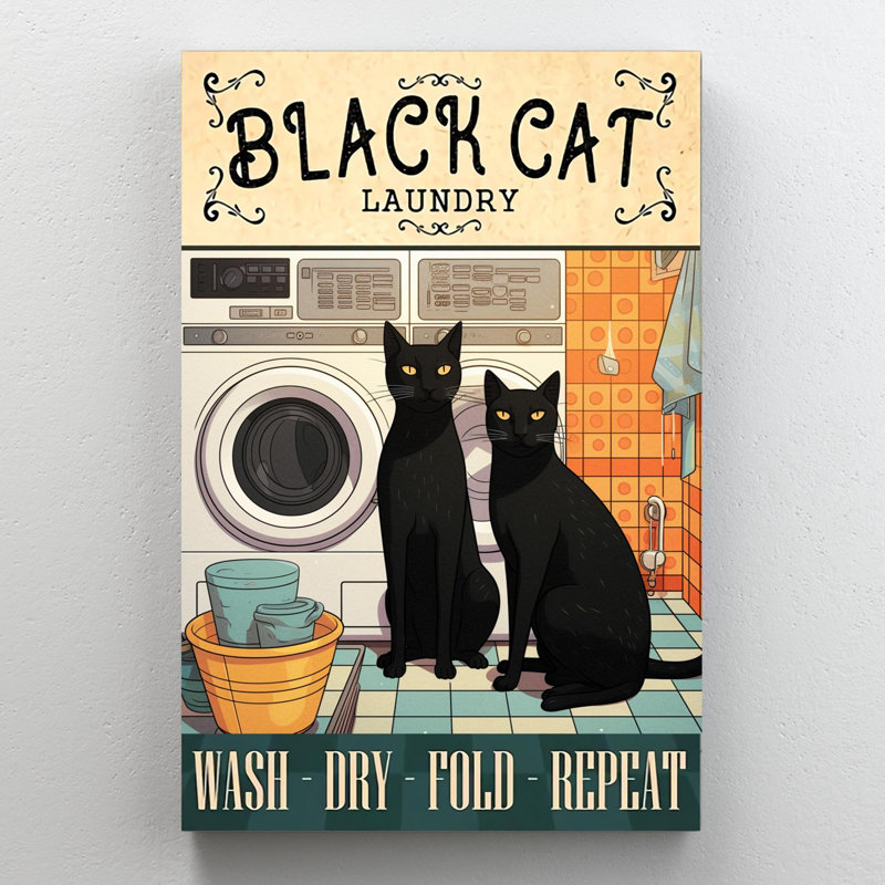 «Black Cat Laundry», impression sur toile tendue, H 36 po x l 24 po x P 1,25 po