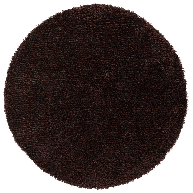 Assar Modern Handmade Shag Chocolate Area Rug, Round 6'