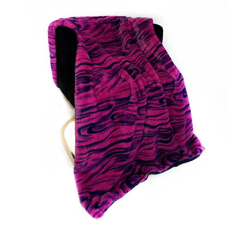 Couverture en fausse fourrure, L 60 po x L 96 po, Rose/noir