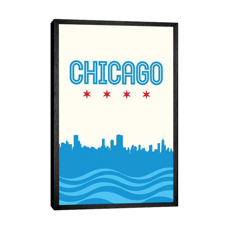 Chicago Flag Skyline by Benton Park Prints - Print on Canvas, Black Framed, 152.5 cm H x 101.5 cm W