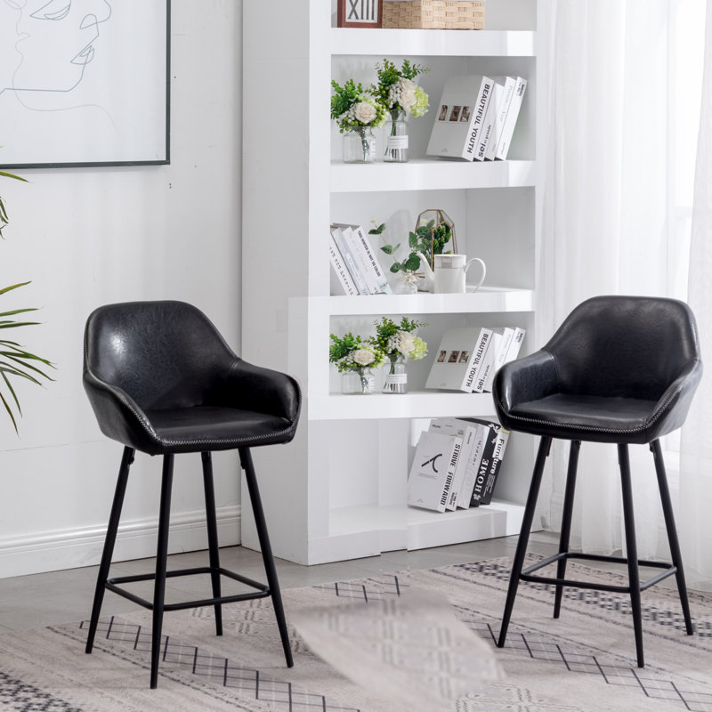 Tabouret de bar et de comptoir Kayland, Noir, Tabouret de comptoir (assise de 25 po de hauteur)