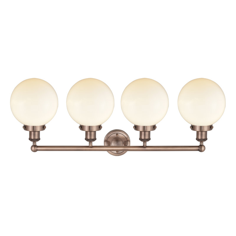 Alphonsa 4 - Light Dimmable Vanity Light, Matte White, Antique Copper