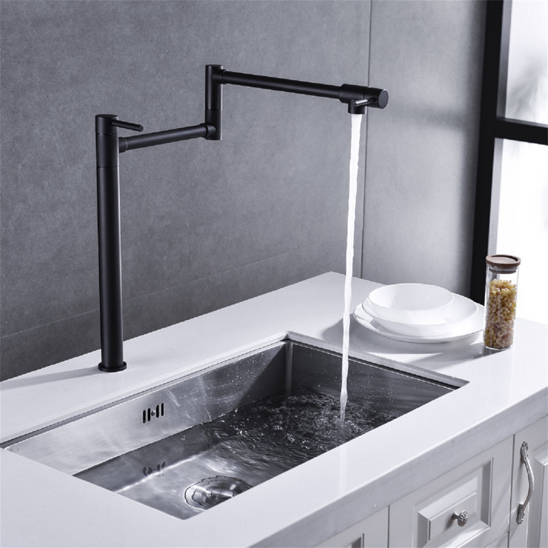 Robinet remplisseur de pot avec tige d'extension, Noir mat