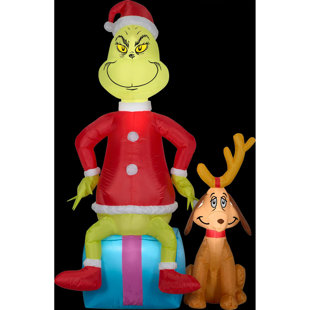 Christmas Grinch Inflatable Car Buddy Sits in Passenger Seat Airblown 36 in  H