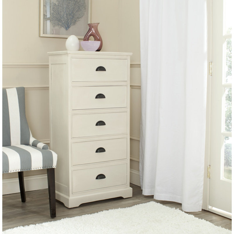 Commode 5 tiroirs Pr lingerie, Blanc