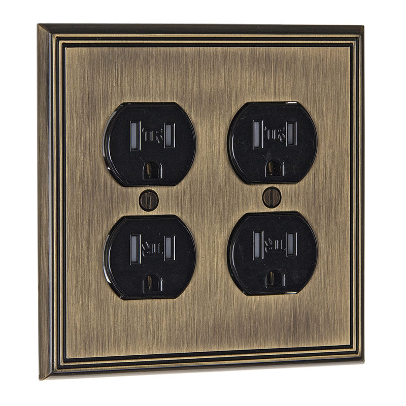 Plaque murale quadruple prise double 2 prises, Antique English