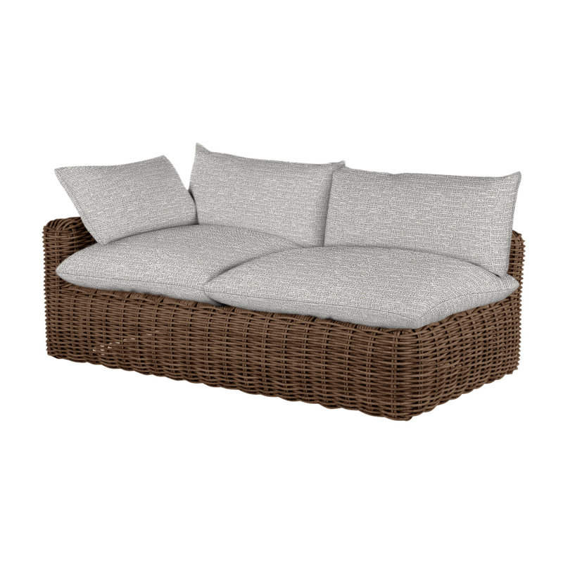 Causeuse Montecito tissée avec accoudoir à droite - Raphia, No Welt, Caramel tweed, Raffia
