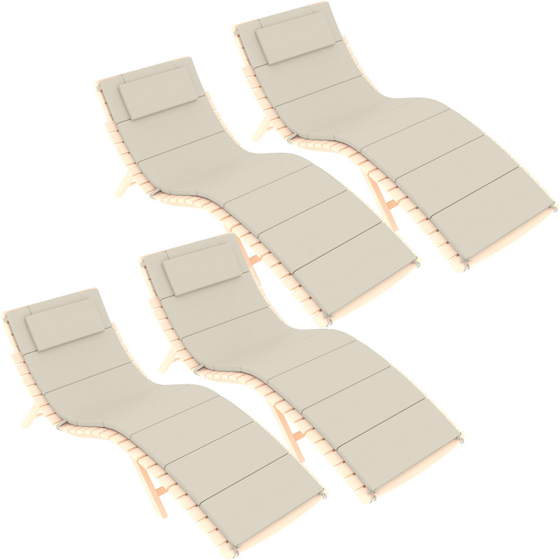 Chaise Lounge Cushion Outdoor(Set Of 4), Beige, 44" W x 21" D