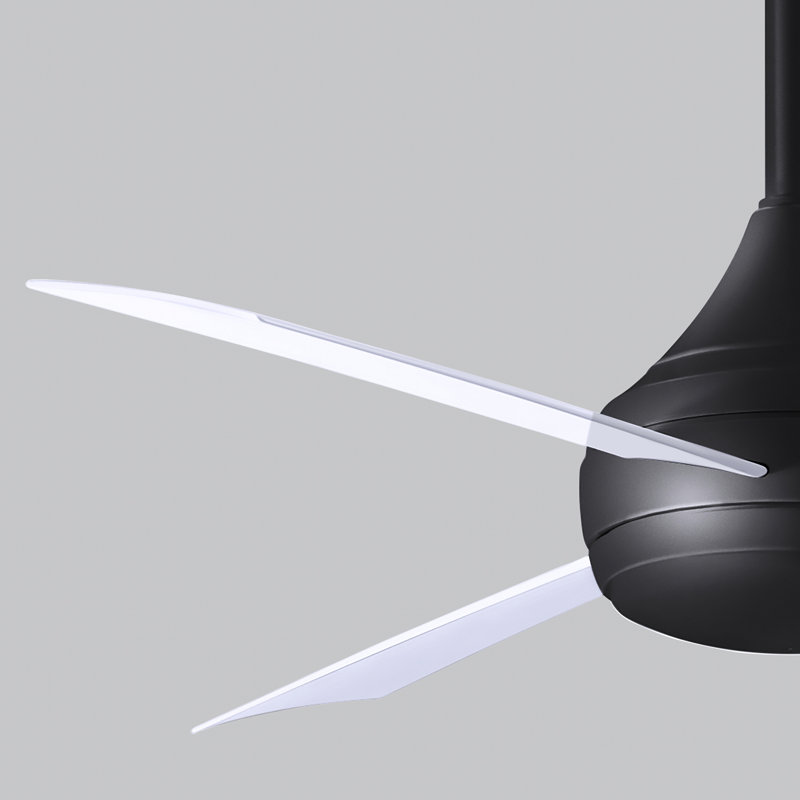 Donaire LED Outdoor Downrod Ceiling Fan, Matte Black, Gloss White