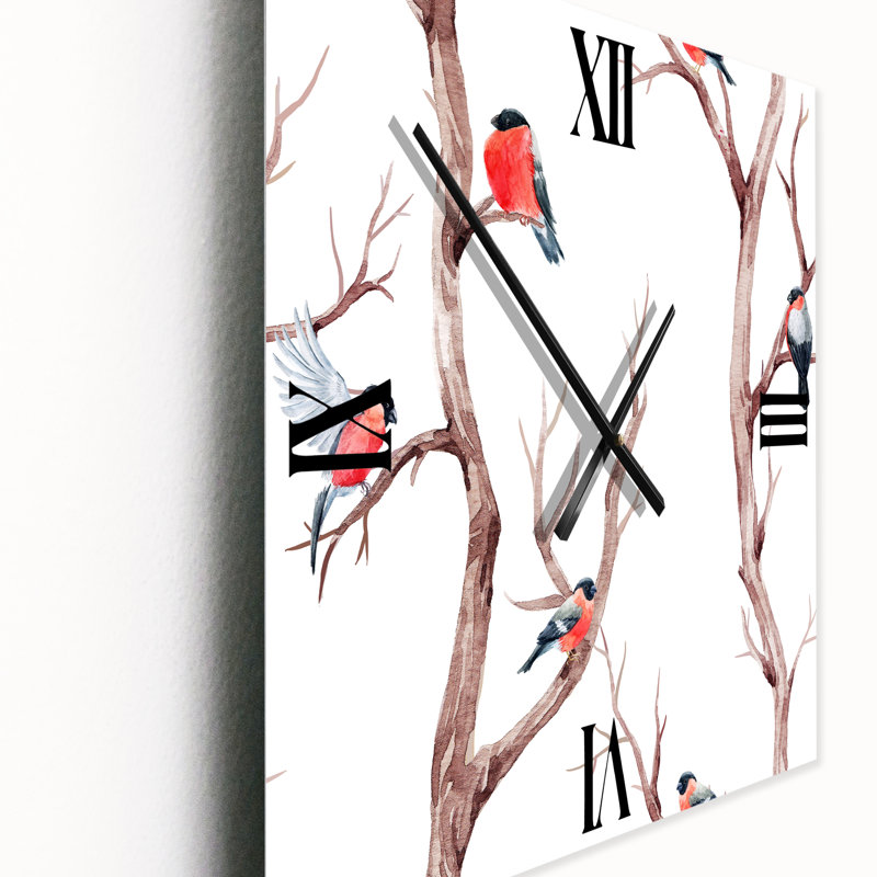 Petits oiseaux sur les branches de l'arbre III - Horloge murale traditionnelle, Grand