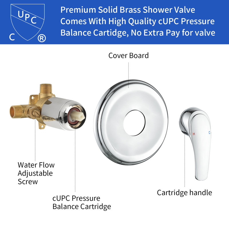 Shower Faucet Set With 7 Functions Handheld Shower Head Filter Shower Combo Set Shower System Shower Trim Kit, Chrome