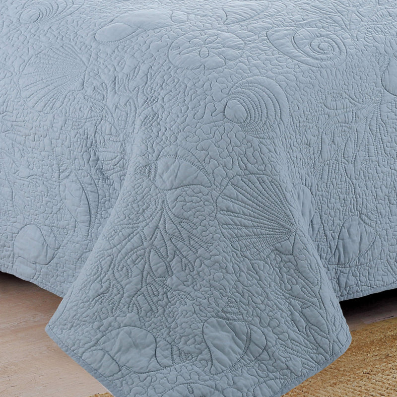 Estate Seaside Quilt Set, Twin Quilt + 1 Sham, Dusty Blue