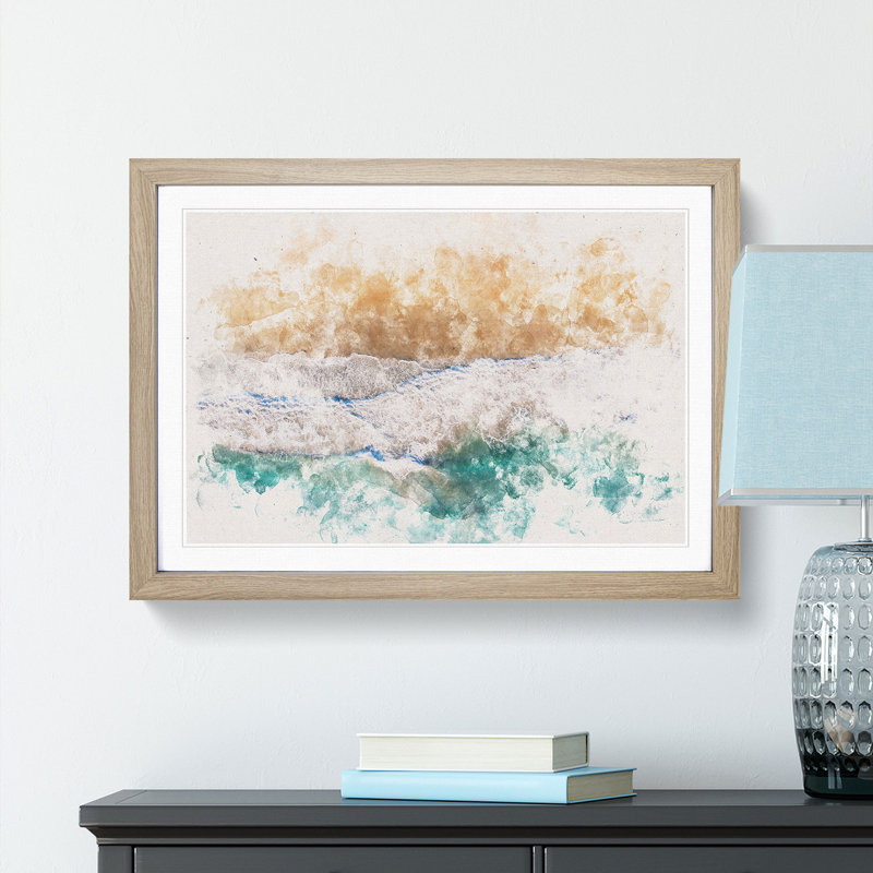 Huntington Beach California - Picture Frame Painting Print, Oak Framed, 40cm H x 60cm W x 2cm D