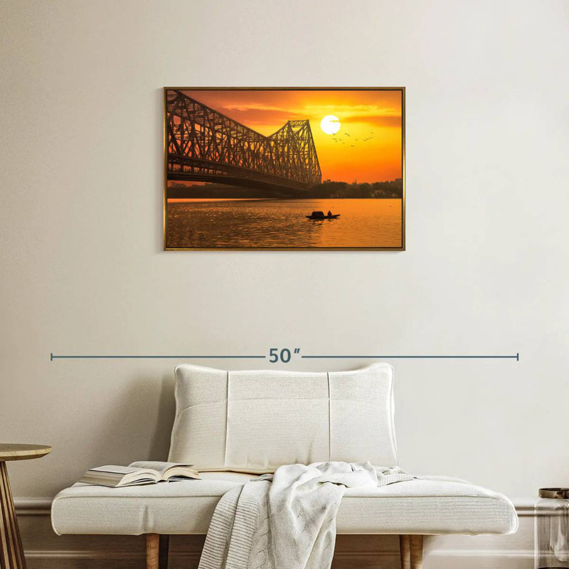 Howrah Bridge, 31" X 21", Floating Frame Gold
