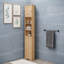 Meuble de rangement en coin triangulaire haut pour salle de bain, avec 2 portes, 3 tablettes ajustables et dispositif anti-basculement