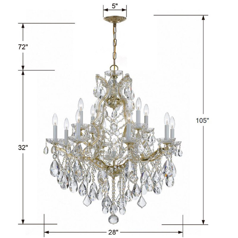 Weekes 13 - Light Glass Dimmable Classic / Traditional Chandelier, Majestic Wood Polished/Gold
