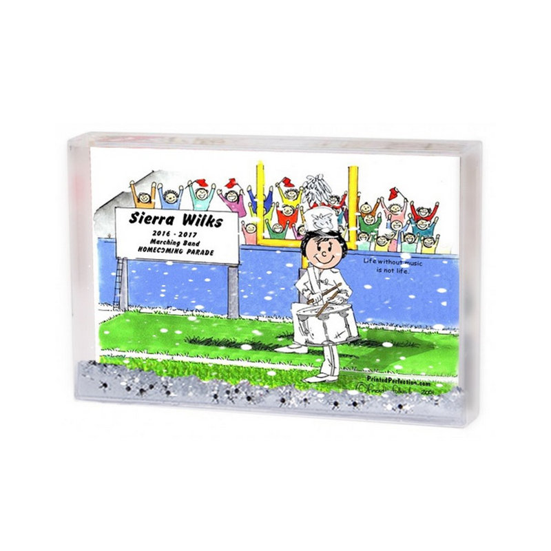Bande personnalisée, caisse claire de tambour - cadre de boule à neige femelle, H 2,5 po x l 3,75 po x P 1 po, Oui