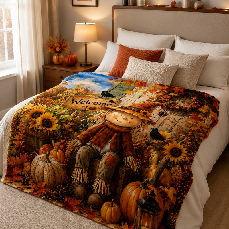 Jeté douillet Cozy Scarecrow Welcome, Standard Throw(W50"×60L")