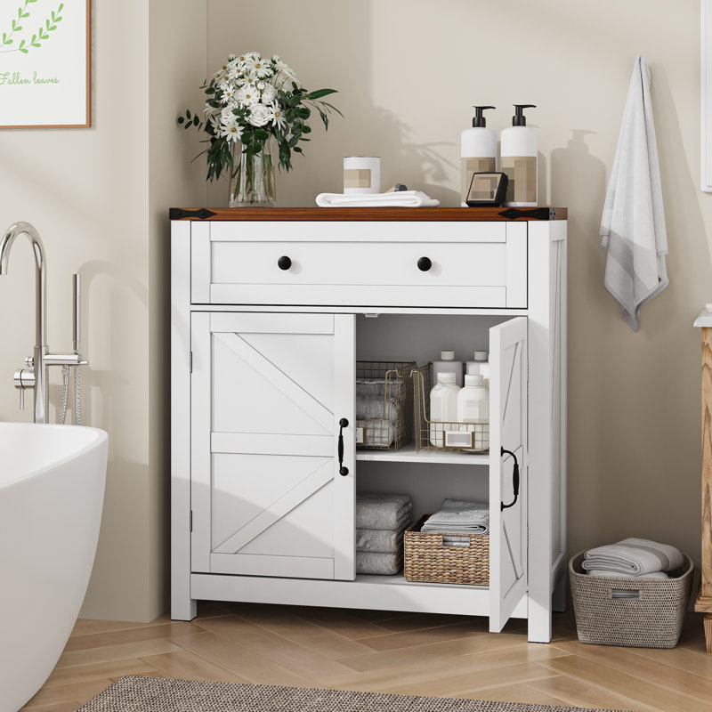 Armoire de rangement autoportante laquée blanche