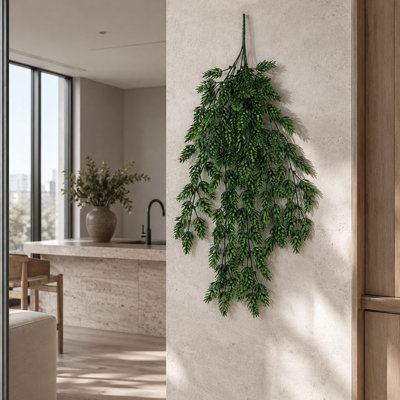 Artificial Hanging Plants Fire / UV Resistant 128 cm H Faux Fern Plant