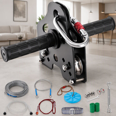 Zipline Kit for Kids and Adult, 120 ft Zip Line Kits Up to 500 lb, Backyard Outdoor Quick Setup Zipline, Playground Entertainment with Stainless Steel Zipline, Spring Brake, Safety Harness, Seat
