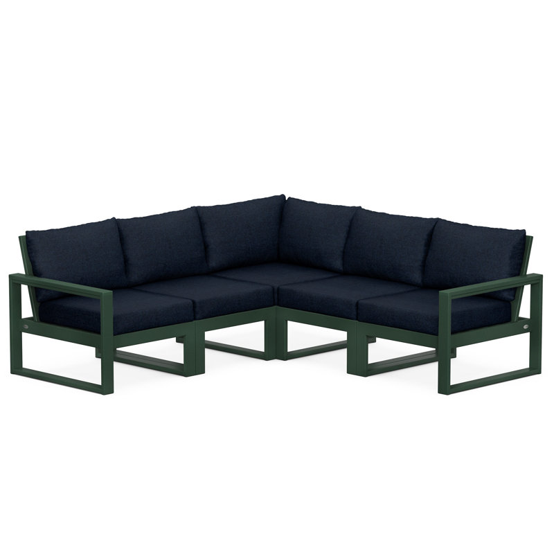 Ensemble de conversation pour 5 personnes avec coussins, Indigo marin, Vert