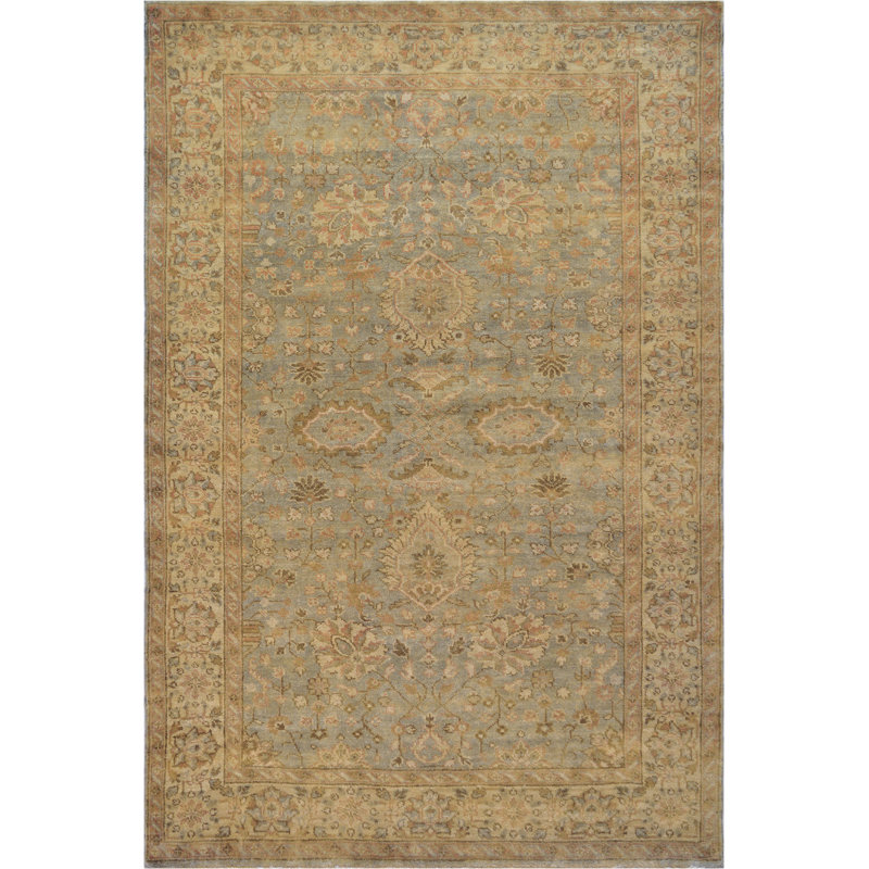 Tapis en laine brun / bleu