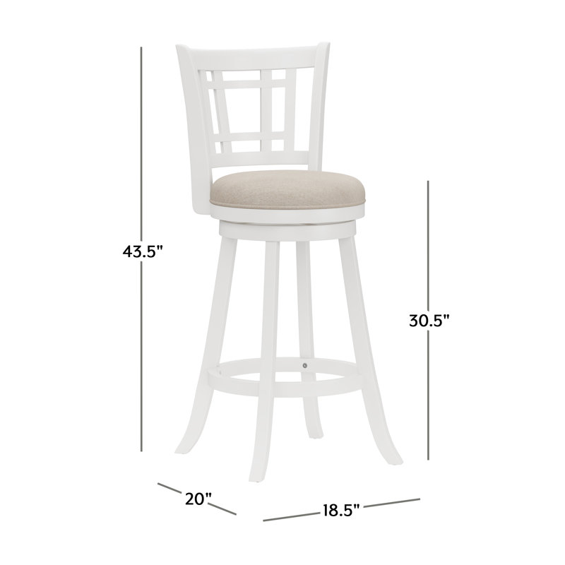 Henock Swivel Upholstered Counter Stool, White, Bar Stool (30.5" Seat Height)